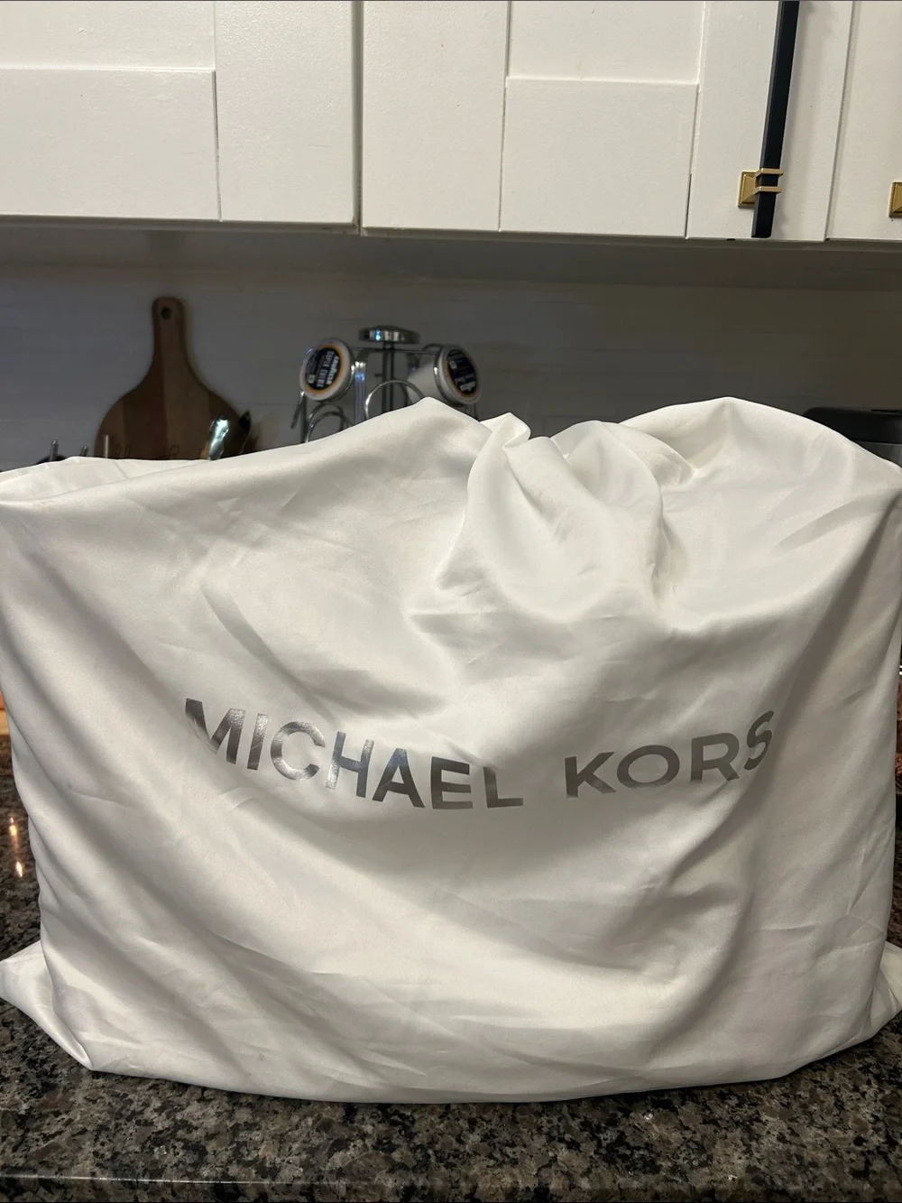 Michael Kors Two-Tone Saffiano Leather Tote in Brown, White and Black Trim